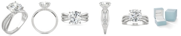 Charles & Colvard Moissanite Round Solitaire with Sides Ring (2-9/10 ct. tw. Diamond Equivalent) in 14k White Gold